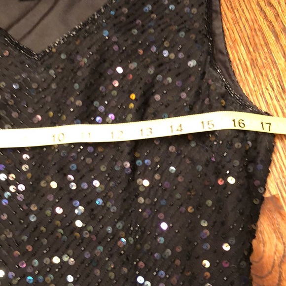 Adrienna Appell Black sequins on silk. even top M - Picture 8 of 10